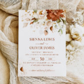 Boho Floral Burnt Orange Terracotta Wedding Einladung