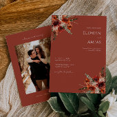 Boho Floral Burnt Orange Wedding Einladung