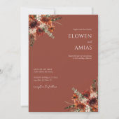 Boho Floral Burnt Orange Wedding Einladung (Vorderseite)