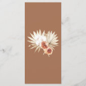 Boho Floral Burnt Orange Wedding Menu Menükarte (Rückseite)