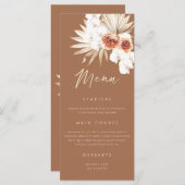 Boho Floral Burnt Orange Wedding Menu Menükarte (Vorne/Hinten)