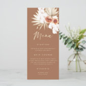 Boho Floral Burnt Orange Wedding Menu Menükarte (Stehend Vorderseite)
