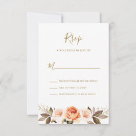 Boho Floral Burnt Orange Wedding RSVP Card Einladung