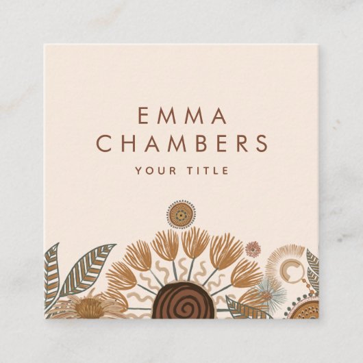 Boho Floral Business Card Quadratische Visitenkarte (Vorderseite)