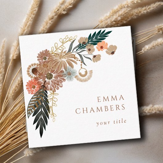 Boho Floral Business Card Quadratische Visitenkarte