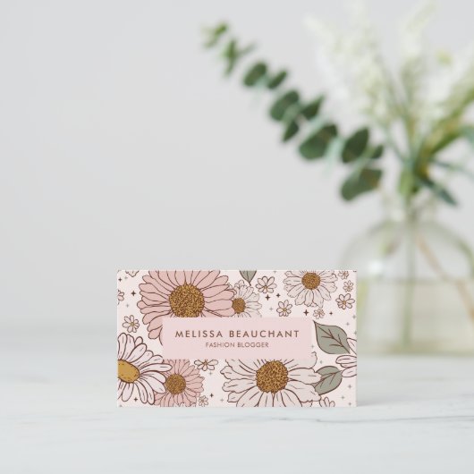 Boho Floral Business Card Visitenkarte (Stehend Vorderseite)