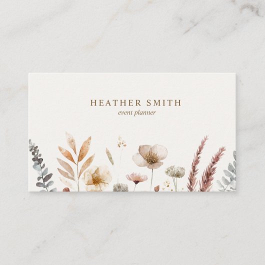 Boho Floral Business Card Visitenkarte (Vorderseite)