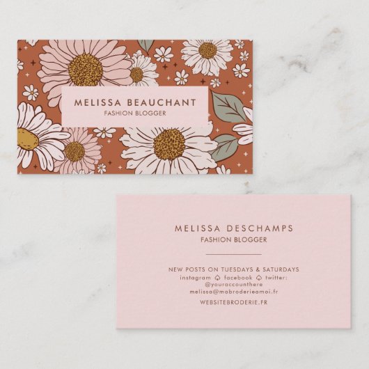 Boho Floral Business Card Visitenkarte (Vorne/Hinten)