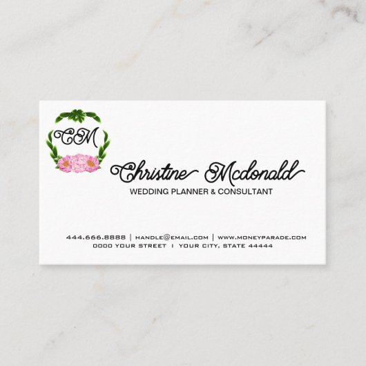 Boho Floral Business Cards - Minimalistisch & einz Visitenkarte (Vorderseite)