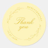 Boho Floral Butter Yellow Wedding Thank You Runder Aufkleber (Vorderseite)