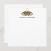 Boho Floral Butterfly Illustration Personalisiert Mitteilungskarte (Vorne/Hinten)