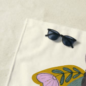 Boho Floral Butterfly Illustration Personalisiert Strandtuch (Beispiel)