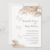 Boho Floral Butterfly Kisses Baby Shower Einladung (Vorderseite)