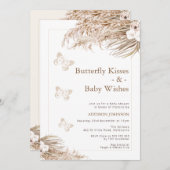 Boho Floral Butterfly Kisses Baby Shower Einladung (Vorne/Hinten)