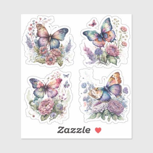 Boho floral Butterfly Sticker Bohemian Ästhetik (Blatt)