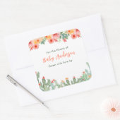 Boho Floral Cactus Baby Library Buchzeichen Quadratischer Aufkleber (Umschlag)