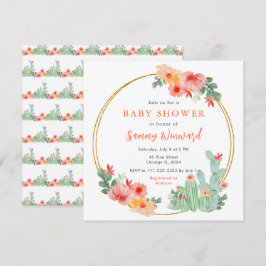 Boho Floral Cactus Baby Shower Einladung