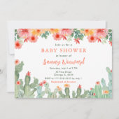 Boho Floral Cactus Baby Shower Einladung (Vorderseite)