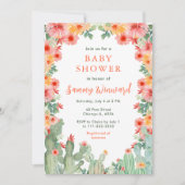 Boho Floral Cactus Baby Shower Einladung (Vorderseite)