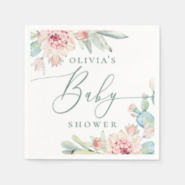 Boho Floral Cactus | Desert Botanical Baby Shower Serviette