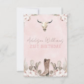 Boho Floral Cactus Rodeo 21. Geburtstag RSVP Card (Rückseite)