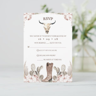 Boho Floral Cactus Rodeo 21. Geburtstag RSVP Card Karte
