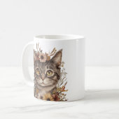 Boho Floral Cat Face Tasse - Stilvoll & witzig (Vorderseite Links)