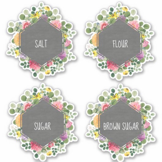 Boho Floral Chalkboard Kitchenette Label (Vorderseite)