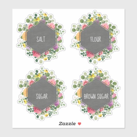 Boho Floral Chalkboard Kitchenette Label (Blatt)