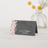 Boho Floral Chalkboard Platzkarte (Rückseite)