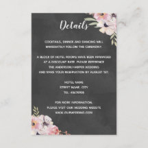 Boho Floral Chalkboard Wedding Detail Card