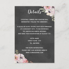 Boho Floral Chalkboard Wedding Detail Card Begleitkarte