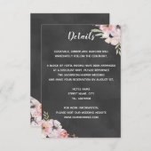 Boho Floral Chalkboard Wedding Detail Card Begleitkarte (Vorne/Hinten)