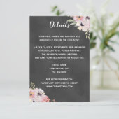 Boho Floral Chalkboard Wedding Detail Card Begleitkarte (Stehend Vorderseite)