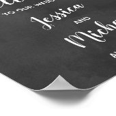 Boho Floral Chalkboard Wedding Welcome Sign Poster (Ecke)