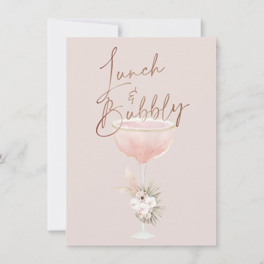 Boho Floral Champagne Brautparty Einladung (Rückseite)