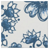 Boho Floral Classic Blue Stoff (Nahaufnahme)