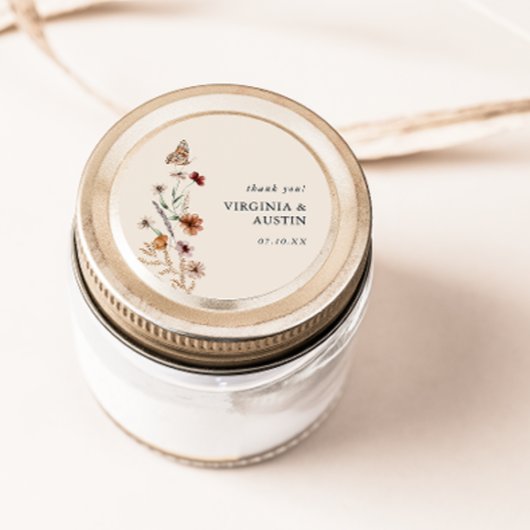 Boho Floral Classic Round Aufkleber