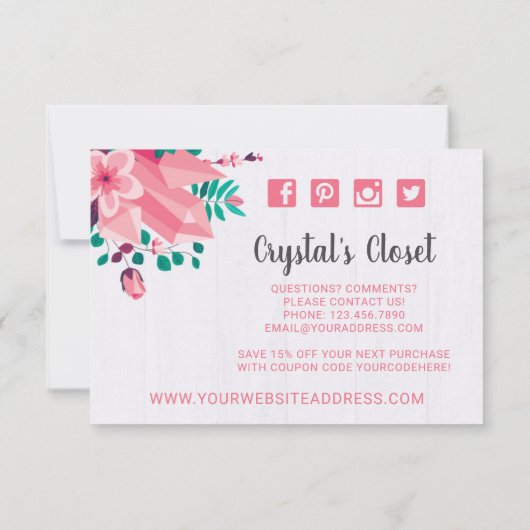 Boho Floral Clothes Hanger Boutique Danke (Rückseite)