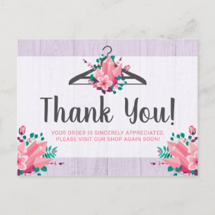 Boho Floral Clothes Hanger Boutique Danke Postkarte