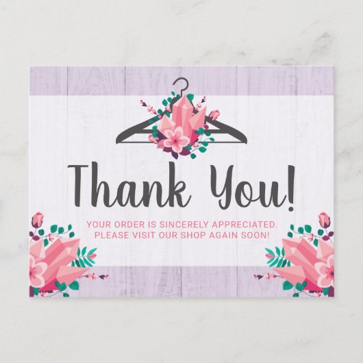 Boho Floral Clothes Hanger Boutique Danke Postkarte (Vorderseite)