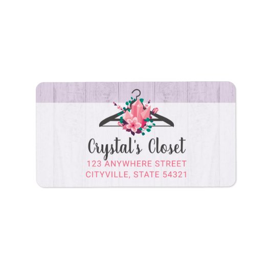 Boho Floral Clothes Hanger Closet Fashion Boutique Adressaufkleber (Vorne)