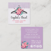 Boho Floral Clothes Hanger Closet Fashion Boutique Quadratische Visitenkarte (Vorne/Hinten)