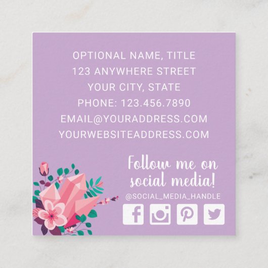 Boho Floral Clothes Hanger Closet Fashion Boutique Quadratische Visitenkarte (Rückseite)
