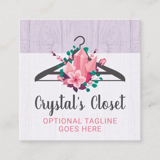 Boho Floral Clothes Hanger Closet Fashion Boutique Quadratische Visitenkarte (Vorderseite)