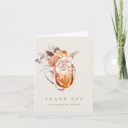 Boho Floral Coffee Brautparty Dankeskarte (Vorderseite)