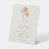 Boho Floral Coffee Theme Brautparty Brunch Menü Sockelschild (Vorderseite)