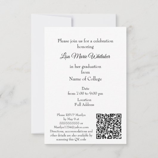 Boho Floral College Graduation Party  (Rückseite)