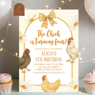 Boho Floral Coquette Chicken Girl Birthday Einladung