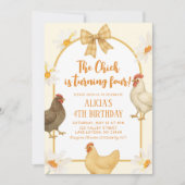 Boho Floral Coquette Chicken Girl Birthday Einladung (Vorderseite)